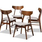 Baxton Studio Danica Mid-Century Modern Transitional Light Grey Fabric Upholstered and Walnut Brown Finished Wood 4-Piece Dining Chair Set