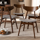 Baxton Studio Danica Mid-Century Modern Transitional Light Grey Fabric Upholstered and Walnut Brown Finished Wood 4-Piece Dining Chair Set