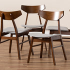 Baxton Studio Danica Mid-Century Modern Transitional Light Grey Fabric Upholstered and Walnut Brown Finished Wood 4-Piece Dining Chair Set