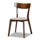 Baxton Studio Nori Mid-Century Modern Transitional Light Beige Fabric Upholstered and Walnut Brown Finished Wood 5-Piece Dining Set