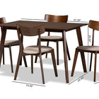 Baxton Studio Nori Mid-Century Modern Transitional Light Beige Fabric Upholstered and Walnut Brown Finished Wood 5-Piece Dining Set