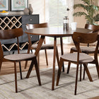 Baxton Studio Rika Mid-Century Modern Transitional Light Beige Fabric Upholstered and Walnut Brown Finished Wood 5-Piece Dining Set