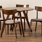 Baxton Studio Rika Mid-Century Modern Transitional Light Beige Fabric Upholstered and Walnut Brown Finished Wood 5-Piece Dining Set