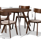 Baxton Studio Rika Mid-Century Modern Transitional Light Beige Fabric Upholstered and Walnut Brown Finished Wood 5-Piece Dining Set