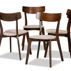 Baxton Studio Iora Mid-Century Modern Transitional Light Beige Fabric Upholstered and Walnut Brown Finished Wood 4-Piece Dining Chair Set