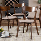 Baxton Studio Iora Mid-Century Modern Transitional Light Beige Fabric Upholstered and Walnut Brown Finished Wood 4-Piece Dining Chair Set