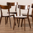 Baxton Studio Iora Mid-Century Modern Transitional Light Beige Fabric Upholstered and Walnut Brown Finished Wood 4-Piece Dining Chair Set