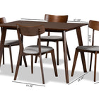 Baxton Studio Nori Mid-Century Modern Transitional Light Grey Fabric Upholstered and Walnut Brown Finished Wood 5-Piece Dining Set