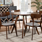Baxton Studio Rika Mid-Century Modern Transitional Light Grey Fabric Upholstered and Walnut Brown Finished Wood 5-Piece Dining Set