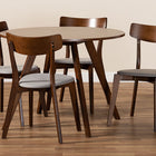 Baxton Studio Rika Mid-Century Modern Transitional Light Grey Fabric Upholstered and Walnut Brown Finished Wood 5-Piece Dining Set