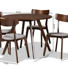 Baxton Studio Rika Mid-Century Modern Transitional Light Grey Fabric Upholstered and Walnut Brown Finished Wood 5-Piece Dining Set