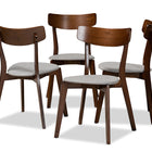 Baxton Studio Iora Mid-Century Modern Transitional Light Grey Fabric Upholstered and Walnut Brown Finished Wood 4-Piece Dining Chair Set