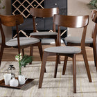 Baxton Studio Iora Mid-Century Modern Transitional Light Grey Fabric Upholstered and Walnut Brown Finished Wood 4-Piece Dining Chair Set