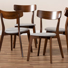 Baxton Studio Iora Mid-Century Modern Transitional Light Grey Fabric Upholstered and Walnut Brown Finished Wood 4-Piece Dining Chair Set
