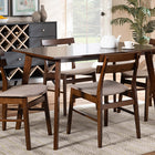 Baxton Studio Eleri Mid-Century Modern Transitional Light Beige Fabric Upholstered and Walnut Brown Finished Wood 5-Piece Dining Set