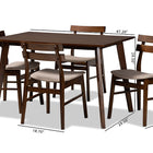 Baxton Studio Eleri Mid-Century Modern Transitional Light Beige Fabric Upholstered and Walnut Brown Finished Wood 5-Piece Dining Set