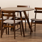 Baxton Studio Eiko Mid-Century Modern Transitional Light Beige Fabric Upholstered and Walnut Brown Finished Wood 5-Piece Dining Set