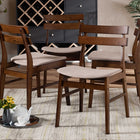 Baxton Studio Devlin Mid-Century Modern Transitional Light Beige Fabric Upholstered and Walnut Brown Finished Wood 4-Piece Dining Chair Set