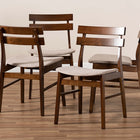 Baxton Studio Devlin Mid-Century Modern Transitional Light Beige Fabric Upholstered and Walnut Brown Finished Wood 4-Piece Dining Chair Set
