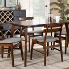 Baxton Studio Eleri Mid-Century Modern Transitional Light Grey Fabric Upholstered and Walnut Brown Finished Wood 5-Piece Dining Set