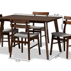 Baxton Studio Eleri Mid-Century Modern Transitional Light Grey Fabric Upholstered and Walnut Brown Finished Wood 5-Piece Dining Set