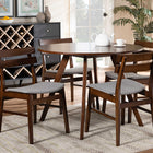 Baxton Studio Eiko Mid-Century Modern Transitional Light Grey Fabric Upholstered and Walnut Brown Finished Wood 5-Piece Dining Set