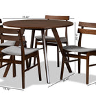 Baxton Studio Eiko Mid-Century Modern Transitional Light Grey Fabric Upholstered and Walnut Brown Finished Wood 5-Piece Dining Set
