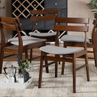 Baxton Studio Devlin Mid-Century Modern Transitional Light Grey Fabric Upholstered and Walnut Brown Finished Wood 4-Piece Dining Chair Set