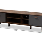 Baxton Studio Moina Mid-Century Modern Two-Tone Walnut Brown and Grey Finished Wood TV Stand