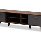 Baxton Studio Moina Mid-Century Modern Two-Tone Walnut Brown and Grey Finished Wood TV Stand