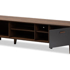 Baxton Studio Moina Mid-Century Modern Two-Tone Walnut Brown and Grey Finished Wood TV Stand