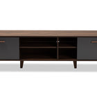 Baxton Studio Moina Mid-Century Modern Two-Tone Walnut Brown and Grey Finished Wood TV Stand