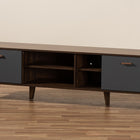 Baxton Studio Moina Mid-Century Modern Two-Tone Walnut Brown and Grey Finished Wood TV Stand