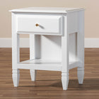 Baxton Studio Naomi Classic and Transitional White Finished Wood 1-Drawer Bedroom Nightstand