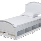 Baxton Studio Elise Classic and Traditional Transitional White Finished Wood Twin Size Storage Platform Bed