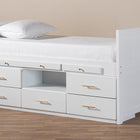 Baxton Studio Mirza Modern and Contemporary White Finished Wood 5-Drawer Twin Size Storage Bed with Pull-Out Desk