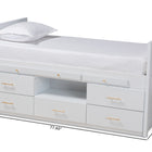 Baxton Studio Mirza Modern and Contemporary White Finished Wood 5-Drawer Twin Size Storage Bed with Pull-Out Desk