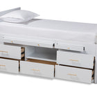Baxton Studio Mirza Modern and Contemporary White Finished Wood 5-Drawer Twin Size Storage Bed with Pull-Out Desk
