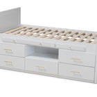 Baxton Studio Mirza Modern and Contemporary White Finished Wood 5-Drawer Twin Size Storage Bed with Pull-Out Desk