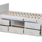Baxton Studio Mirza Modern and Contemporary White Finished Wood 5-Drawer Twin Size Storage Bed with Pull-Out Desk