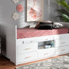 Baxton Studio Mirza Modern and Contemporary White Finished Wood 5-Drawer Twin Size Storage Bed with Pull-Out Desk