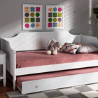 Baxton Studio Alya Classic Traditional Farmhouse White Finished Wood Twin Size Daybed with Roll-Out Trundle Bed