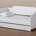 Baxton Studio Alya Classic Traditional Farmhouse White Finished Wood Twin Size Daybed with Roll-Out Trundle Bed
