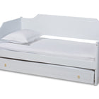 Baxton Studio Alya Classic Traditional Farmhouse White Finished Wood Twin Size Daybed with Roll-Out Trundle Bed