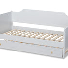 Baxton Studio Alya Classic Traditional Farmhouse White Finished Wood Twin Size Daybed with Roll-Out Trundle Bed