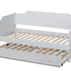 Baxton Studio Alya Classic Traditional Farmhouse White Finished Wood Twin Size Daybed with Roll-Out Trundle Bed
