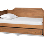 Baxton Studio Alya Classic Traditional Farmhouse Walnut Brown Finished Wood Twin Size Daybed with Roll-Out Trundle Bed