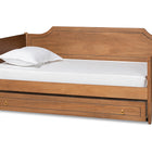 Baxton Studio Alya Classic Traditional Farmhouse Walnut Brown Finished Wood Twin Size Daybed with Roll-Out Trundle Bed