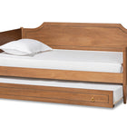 Baxton Studio Alya Classic Traditional Farmhouse Walnut Brown Finished Wood Twin Size Daybed with Roll-Out Trundle Bed