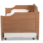 Baxton Studio Alya Classic Traditional Farmhouse Walnut Brown Finished Wood Twin Size Daybed with Roll-Out Trundle Bed
